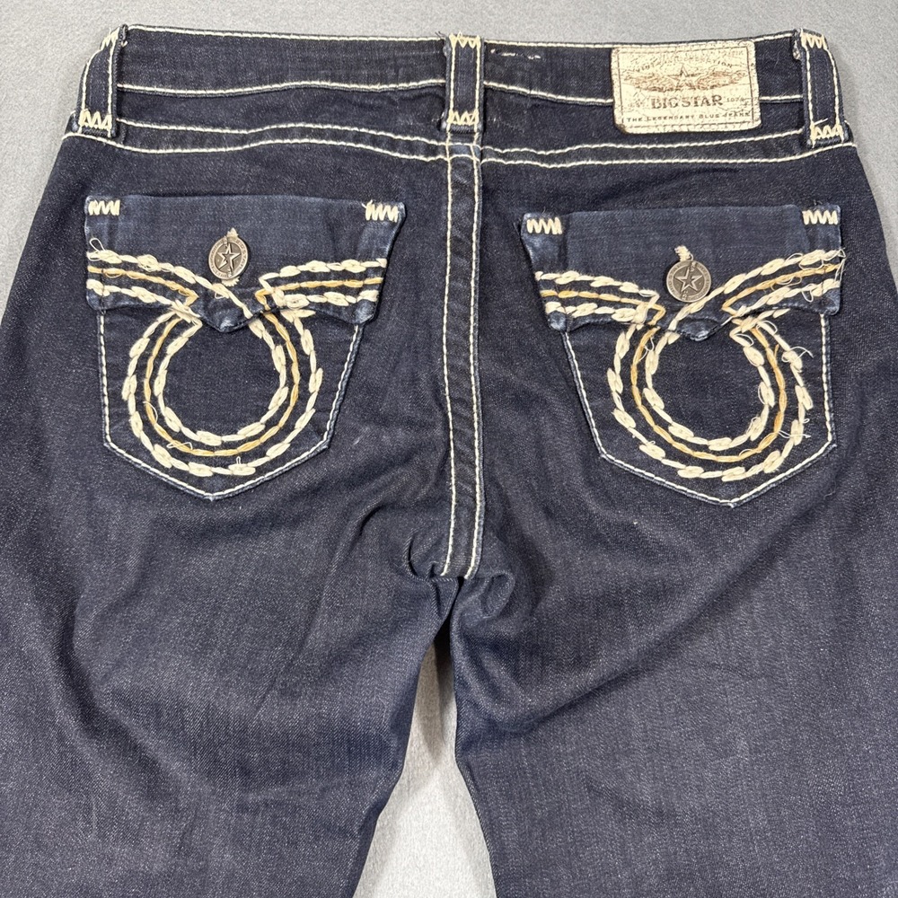 Big Star WOMENS 26R Maddie Skinny Jeans THICK STITCH DARK WASH Western Rodeo